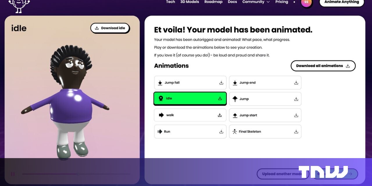 New AI tool promises to rig and animate static models in moments New AI tool promises to rig and animate static models in moments