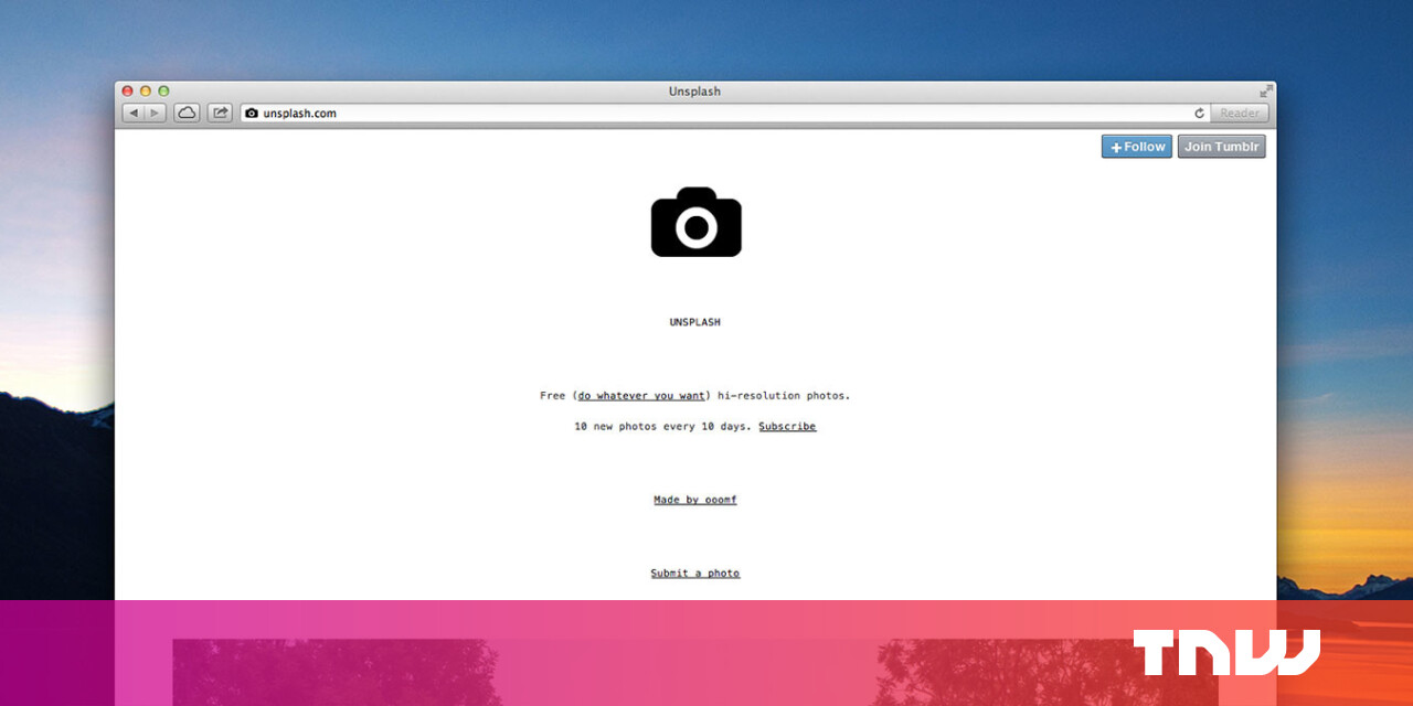 Unsplash is a site full of free images for your next splash page