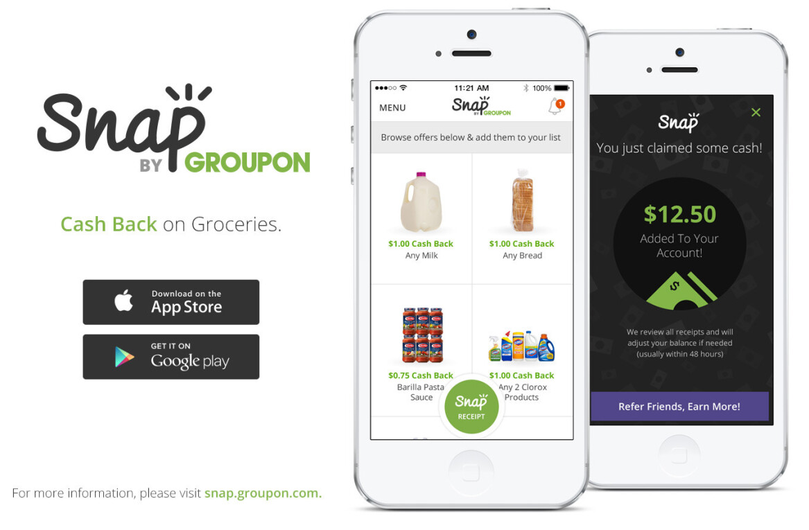 Groupon’s Snap app offers cash-back on groceries in the US and Canada