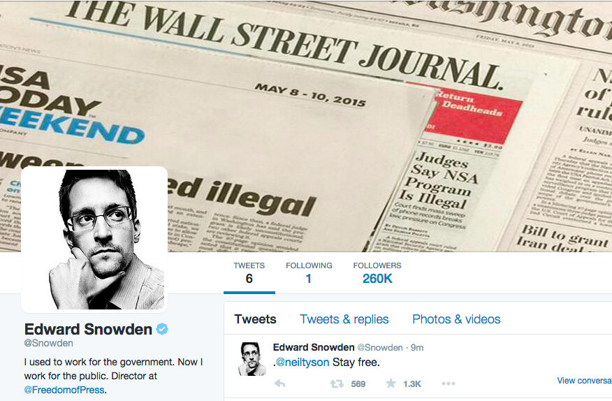 Edward Snowden joins Twitter and immediately throws shade at the NSA