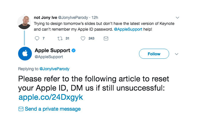 Apple Support gave the dumbest reply to a Jony Ive parody account