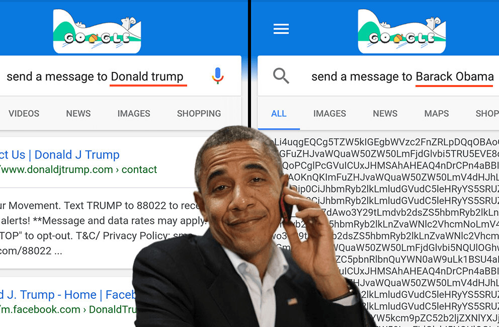 Google doesn’t want you to ‘send a message to Barack Obama’