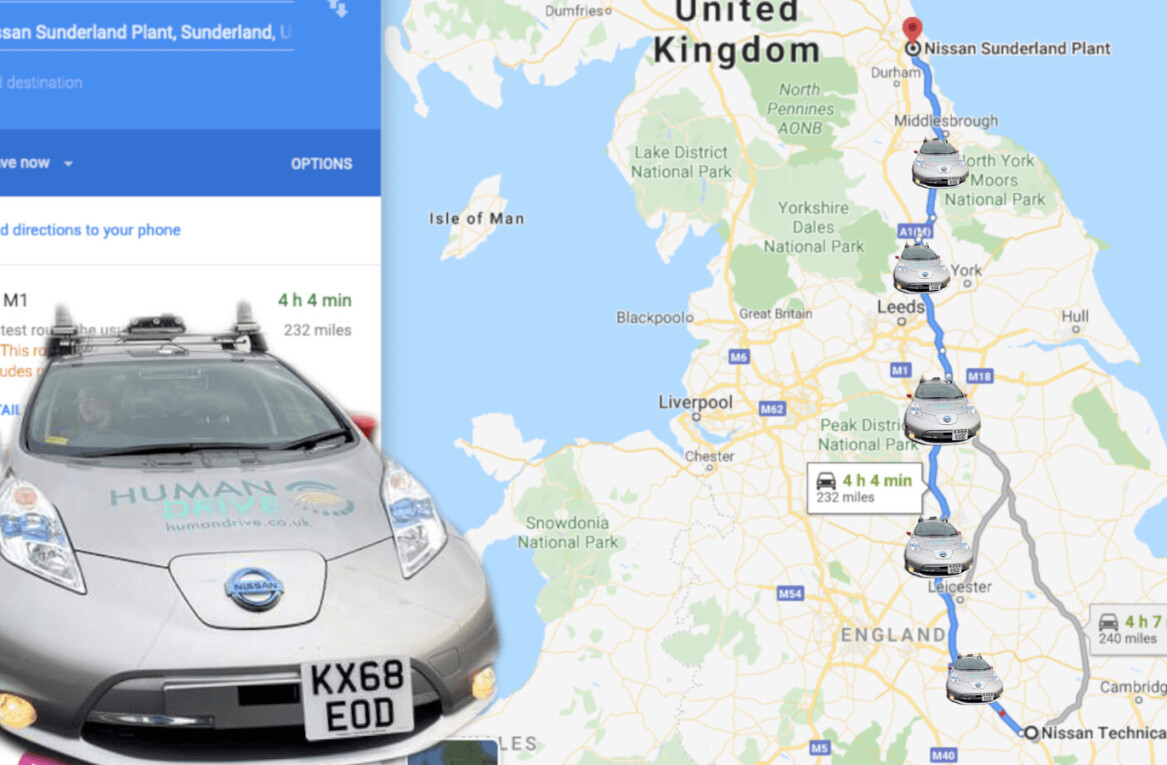 A tricked-out Nissan Leaf just completed Britain’s longest fully autonomous drive