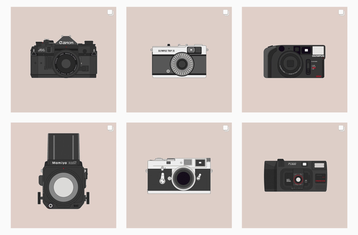 This illustrator celebrates analog photography by drawing classic film cameras