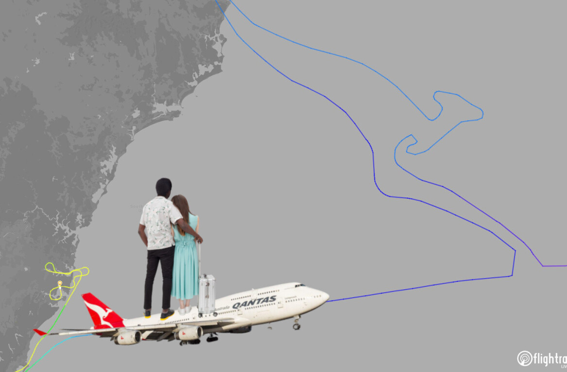 Qantas’ last ever 747 flight bids farewell by drawing a giant kangaroo in the sky