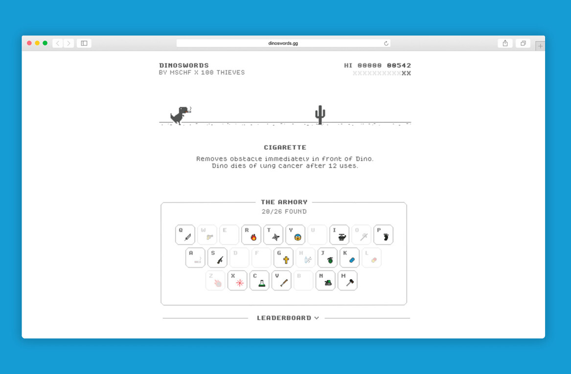 The Chrome Dinosaur game — but with guns, tanks, and drugs