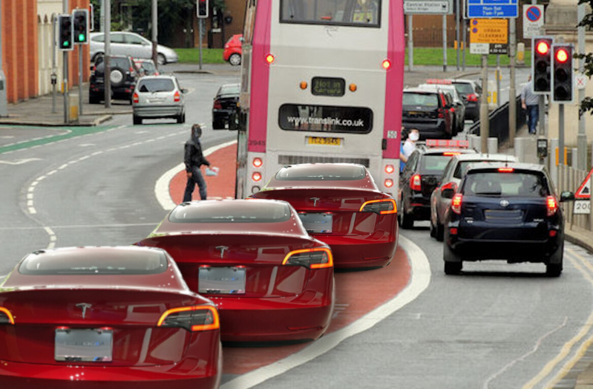 Electric vehicles can now use bus lanes in the UK — and cyclists aren’t happy