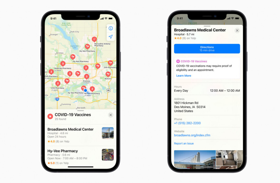 Apple Maps and Siri now show you where to get vaccinated in the US