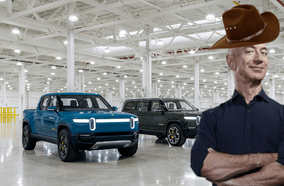Watch Jeff Bezos drive a Rivian R1T through the desert while wearing a cowboy hat
