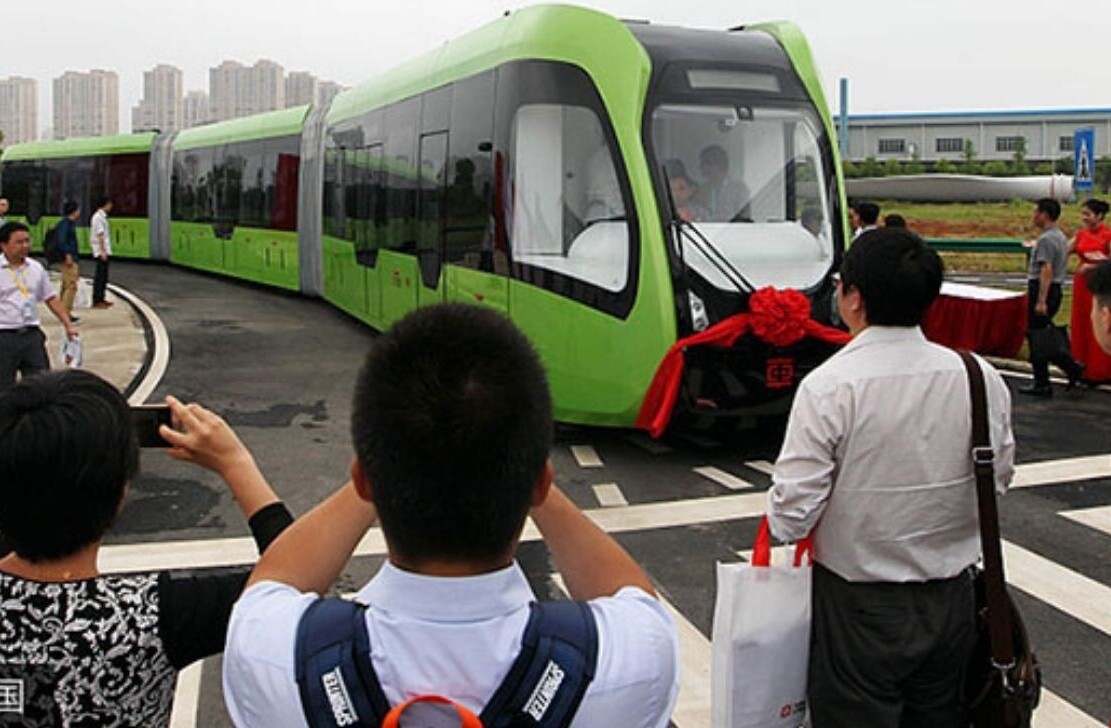 Is China’s autonomous trackless train just a glorified bus? Yeah, pretty much