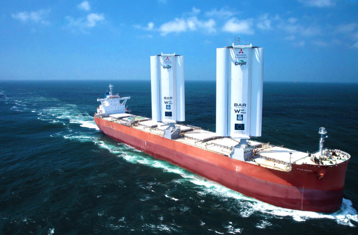 Cargo ship retrofitted with ‘WindWings’ charters course for greener voyages