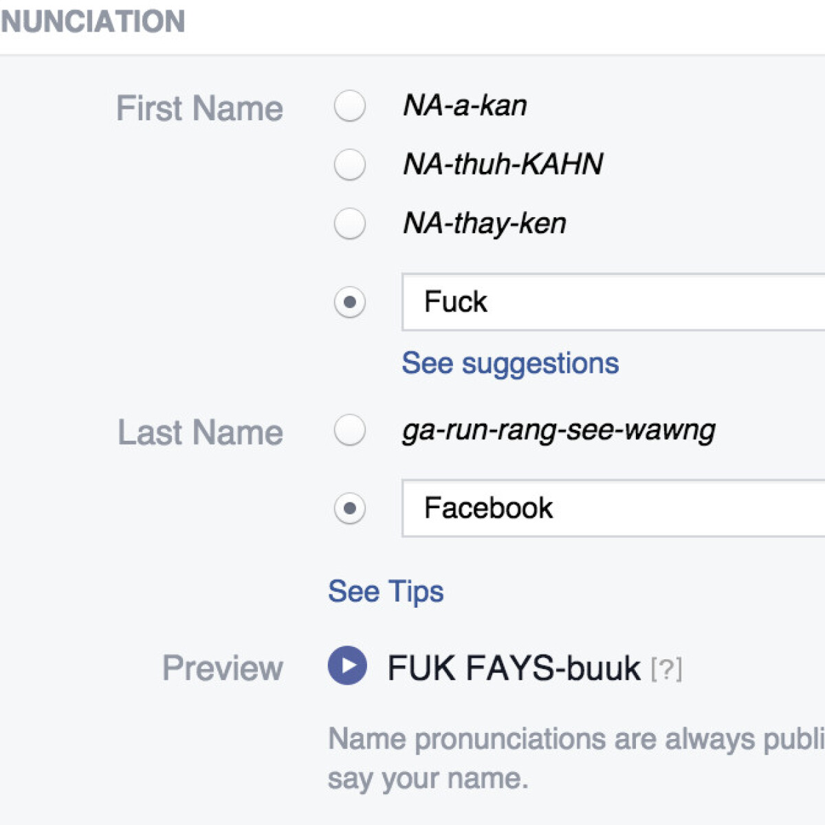 Facebook's name pronunciation tool is your ticket to trolling its 'real name'  policy