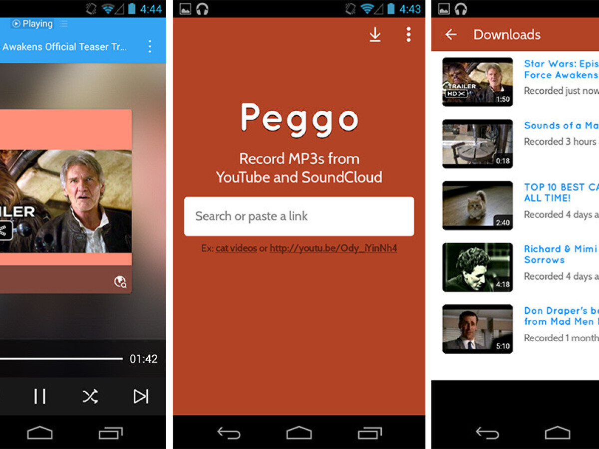 servant Friday pipe Peggo YouTube-to-MP3 recorder is now available on Android