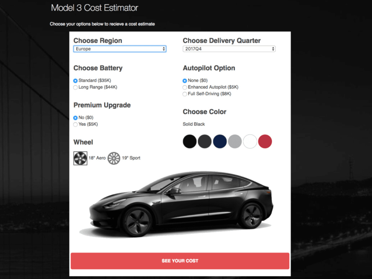 Tesla model 3 online electricity cost calculator