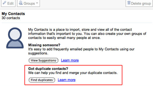Gmail adds “merge all duplicate contacts” button. Works wonderfully.