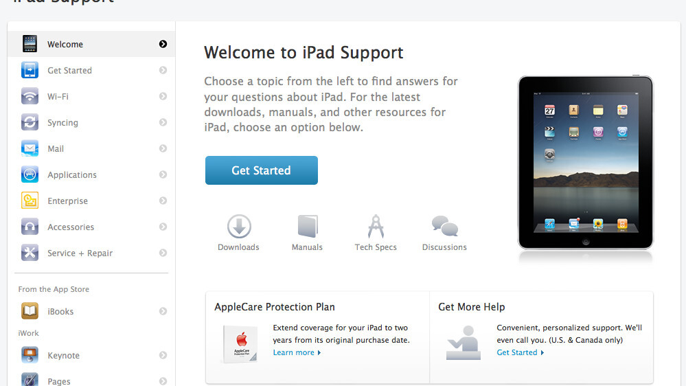 iPad Support Area Is Live