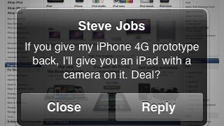 Screen capture: message from Jobs