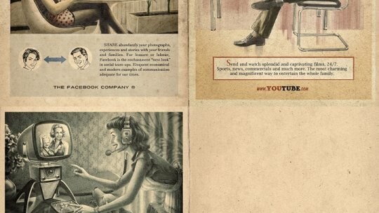 Very cool vintage ads for Facebook, Youtube and Skype