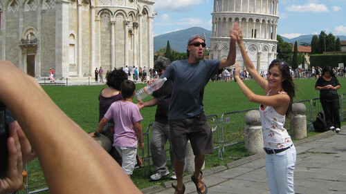 Leaning Tower of Pisa photo bomb