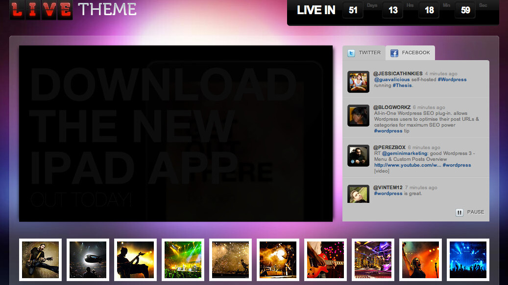 Try This: Live Theme. A seriously sexy WordPress theme for your live event
