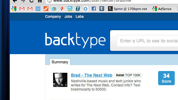 BackType gets into the influence game; starts measuring reach of Twitter accounts