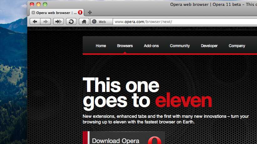 Opera 11 beta unveiled, now features tab stacking and extensions