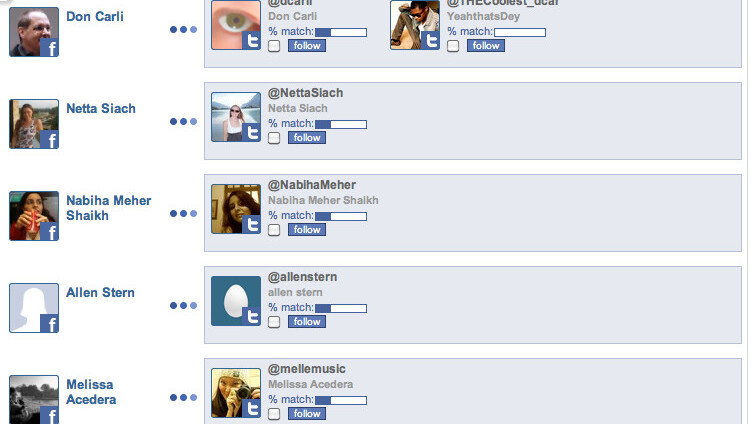 FriendLynx helps you find your Facebook friends on Twitter