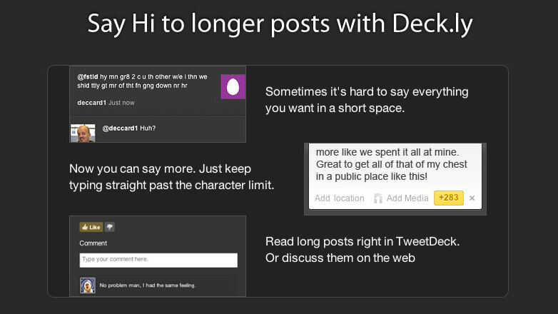 Tweetdeck officially unveils Deck.ly, for tweets longer than 140 characters
