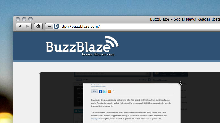 BuzzBlaze: A social, web-based RSS reader with a visual spin