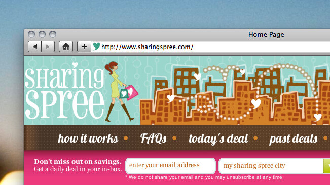 Sharing Spree: Focus on women, launch slow, donate profits. A daily deals twist.