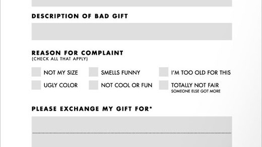 Do Not Want: Gift Complaint Form