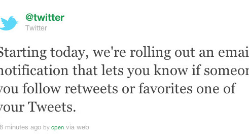 Twitter Now Sending Emails for Retweets and Favorites [Screenshots]