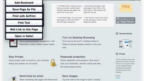 Terra, the iPad’s best web browser, adds Twitter, Facebook & Instapaper support.