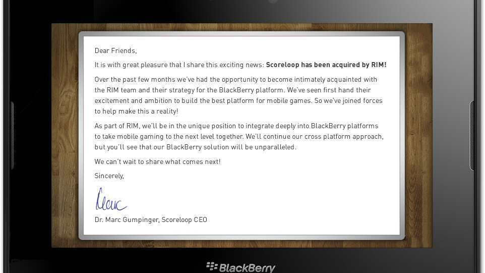 RIM acquires Scoreloop to take social gaming to a whole new level