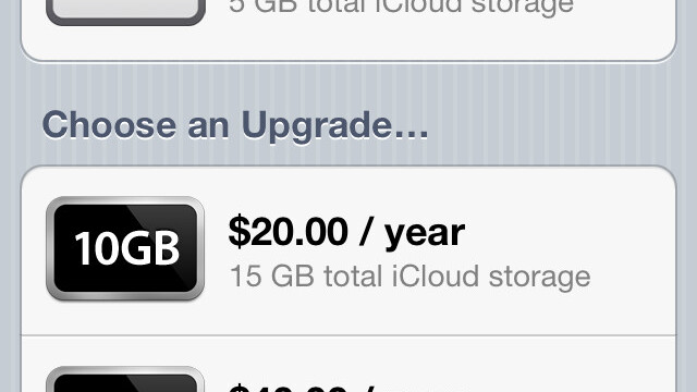 Apple’s iCloud Pricing: 5GB free, $20 for 10GB, $40 for 20GB and $100 for 50GB