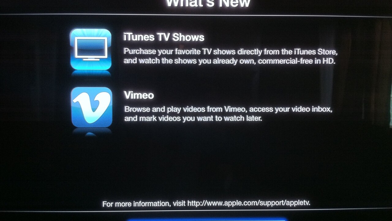 Apple TV iOS 4.3 streams TV shows from iCloud, now supports Vimeo