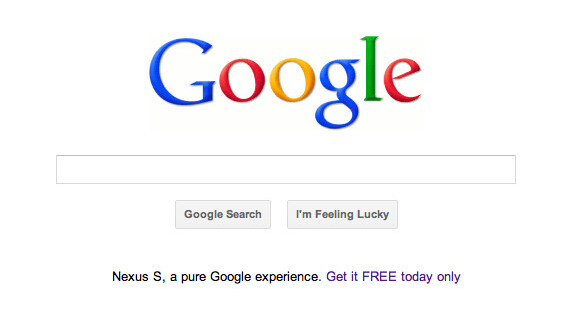 Google is advertising a ‘free’ Nexus S on its homepage