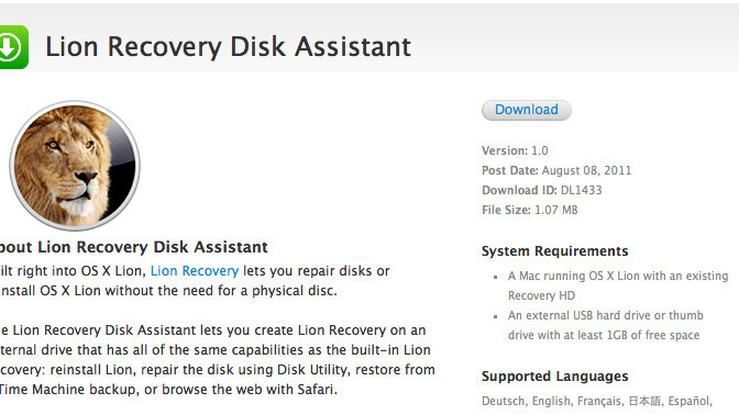 Apple releases Lion Recovery Disk Assistant