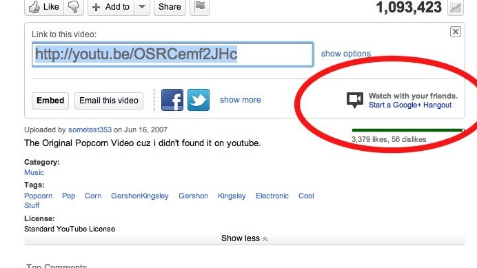 With one click on YouTube you can now watch videos with your friends on Google+