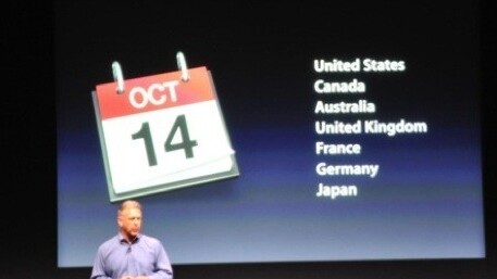 iPhone 4S available from $199, pre-orders 7 October, available 14 October