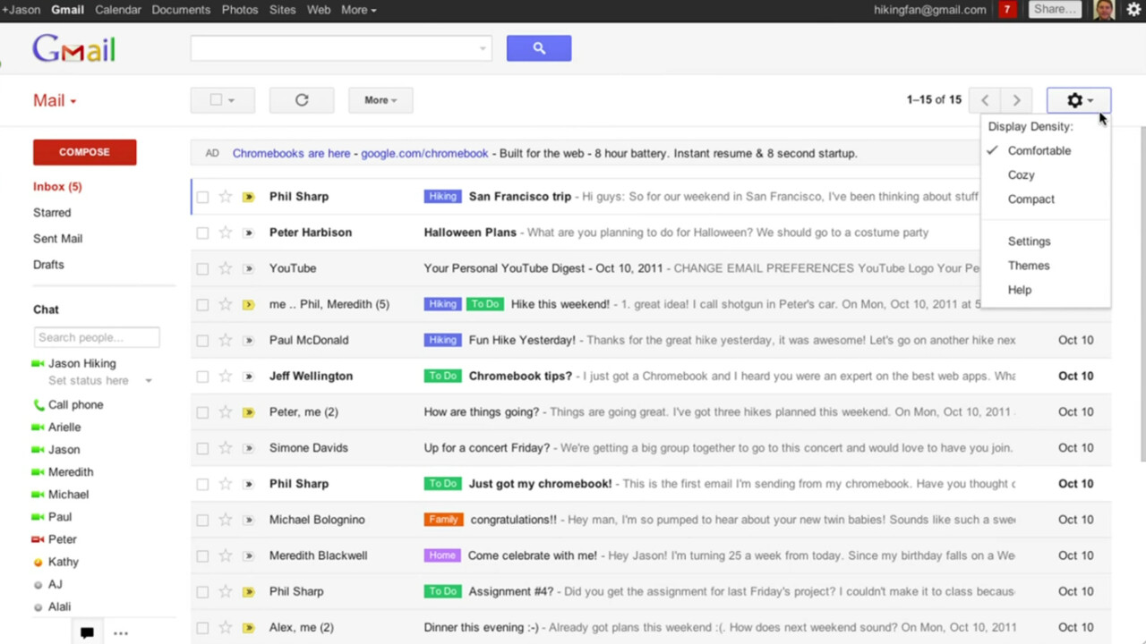 New Gmail is officially here! Brings HD themes, better density, search and navigation