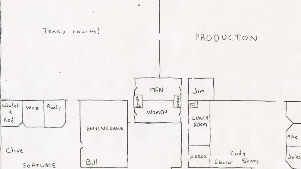 Check out this cool hand-drawn floorplan of Apple’s 1978 offices