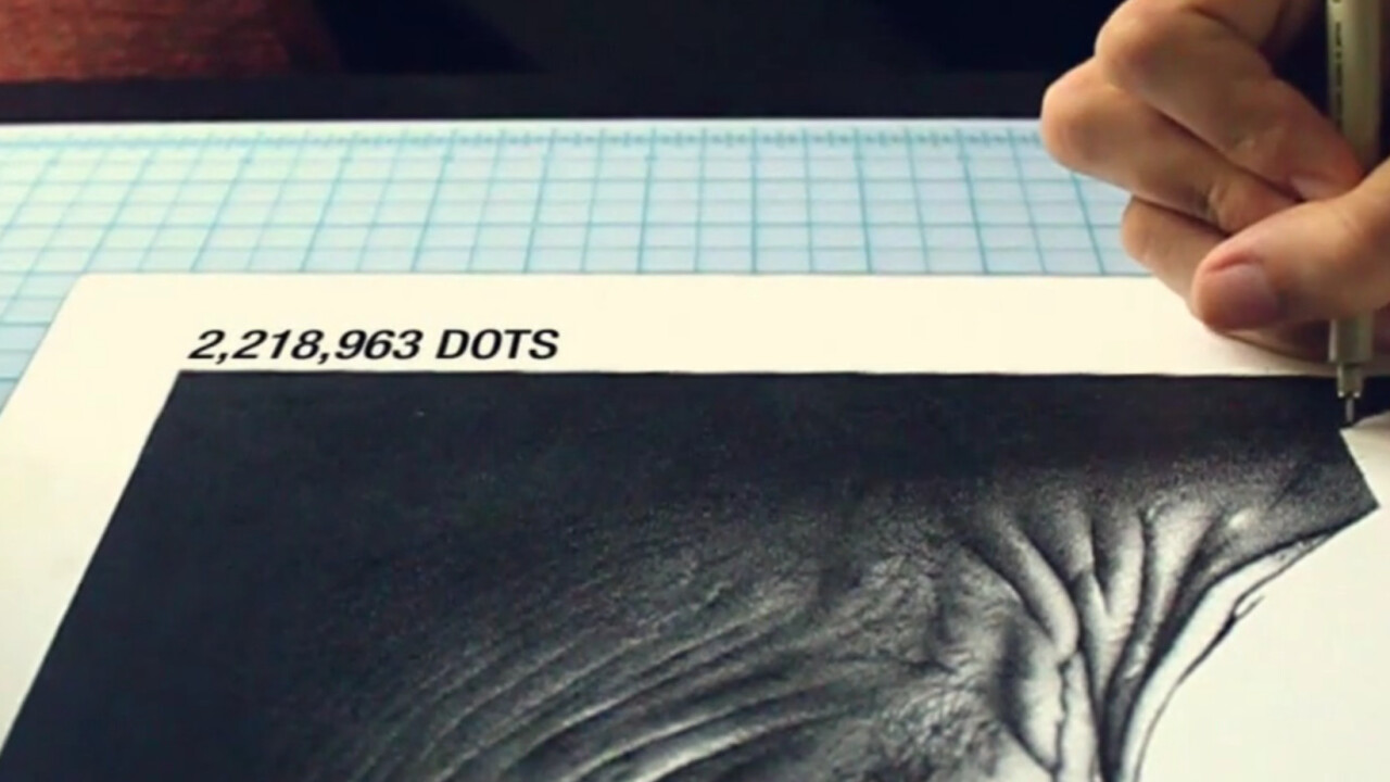 3.2 million dots, 210 hours and a single pen make one heroic portait