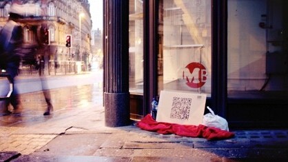QR codes on cardboard? That’s one way to raise money for a UK homeless charity.