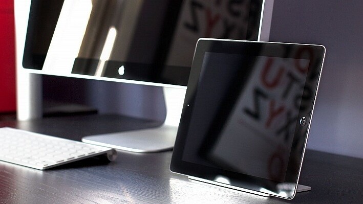 Slick: The Magnus stand uses the iPad 2’s own magnets to keep it upright