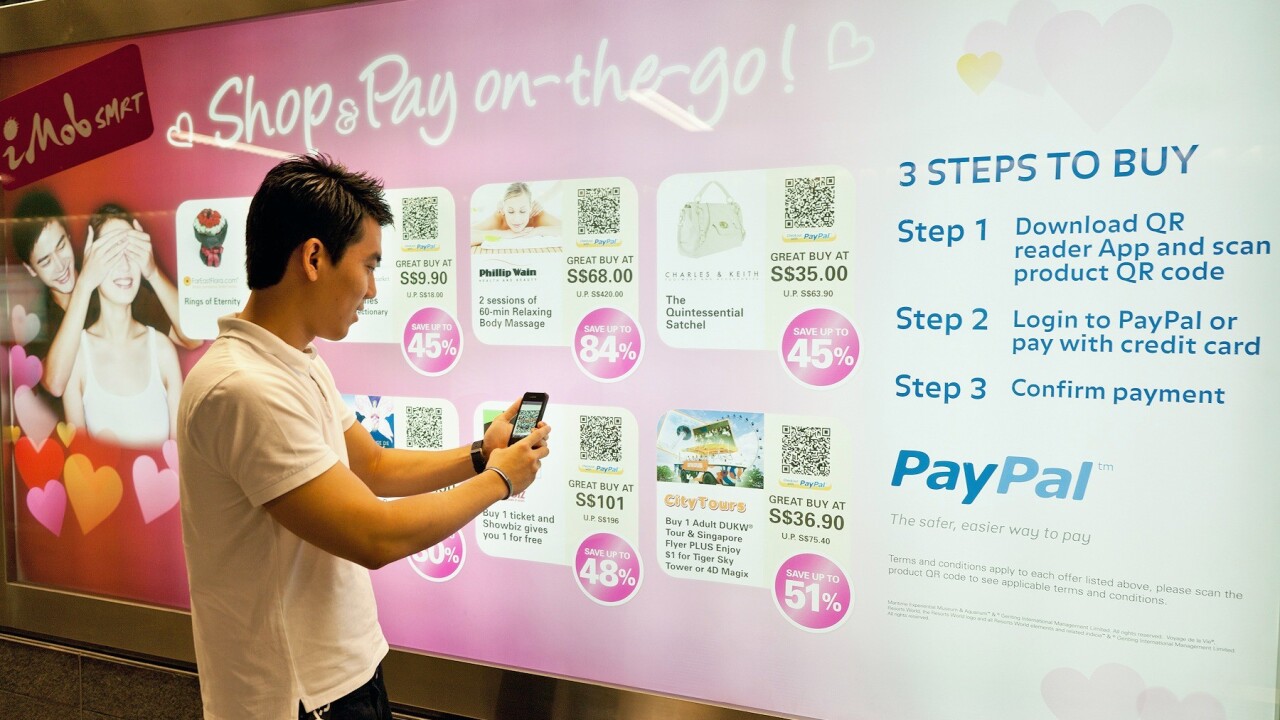 PayPal trials QR code mobile shopping on Singapore’s metro service