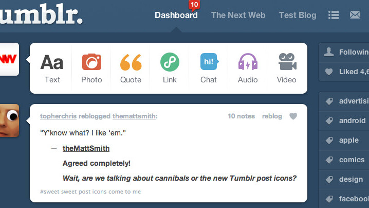 Popular publishing site Tumblr refreshes its dashboard