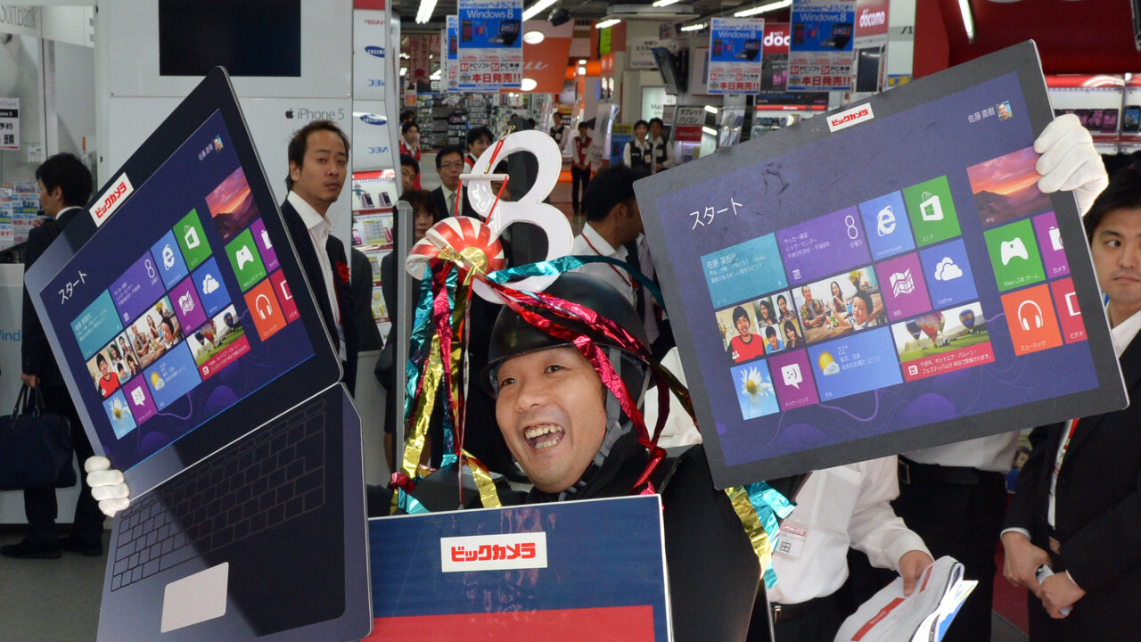 Windows 8 Sandwich-Board Man wishes you a happy launch day