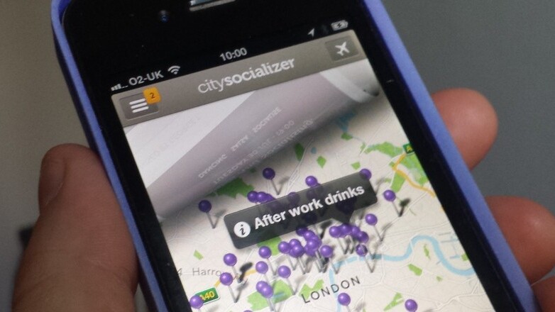 Citysocializer’s iOS app now plots social gatherings on a map to let you see local activities at a glance