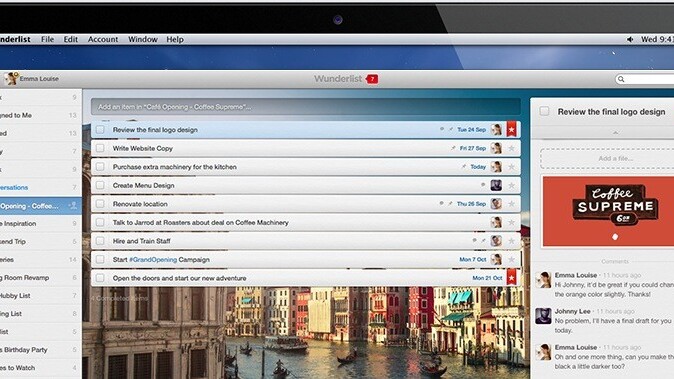 Wunderlist Pro adds comments to help you keep up with the progress of shared tasks